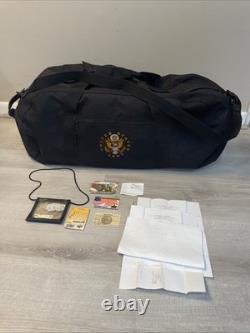 US Army Black Duffle Bag Fort Benning 1999 Recruit Gear Lot Military Ephemera