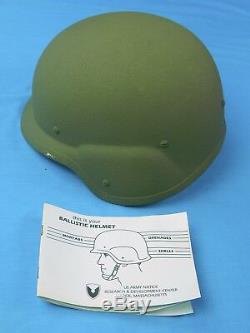 US Army Military Issue Ballistic Combat Green Helmet New with Book