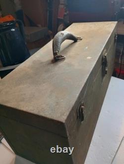 US Army Military M6 Steel Chest Lockable Duplex Tool Box no key sold as is VA