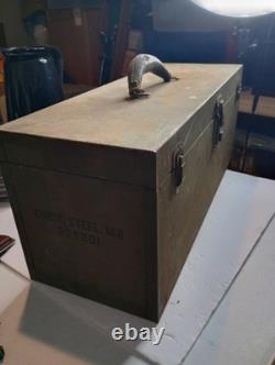 US Army Military M6 Steel Chest Lockable Duplex Tool Box no key sold as is VA