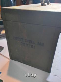 US Army Military M6 Steel Chest Lockable Duplex Tool Box no key sold as is VA