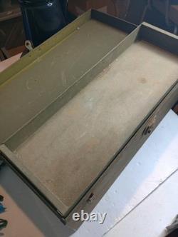 US Army Military M6 Steel Chest Lockable Duplex Tool Box no key sold as is VA