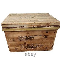 US Army Military Wooden Shipping Crate Japan 1965 with Lid Chest