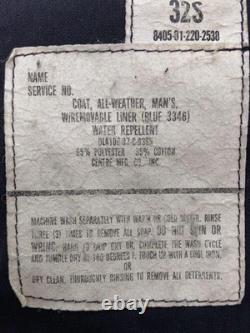 US Army Navy Coat Crewneck Military Surplus Navy Blue Used