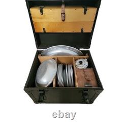 US Army Officer Field Mess Kit Chest Aluminum Tableware VTG Case Set Vietnam