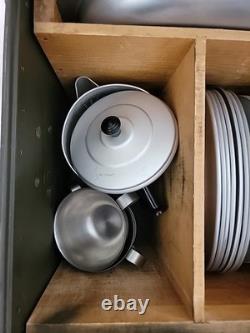 US Army Officer Field Mess Kit Chest Aluminum Tableware VTG Case Set Vietnam