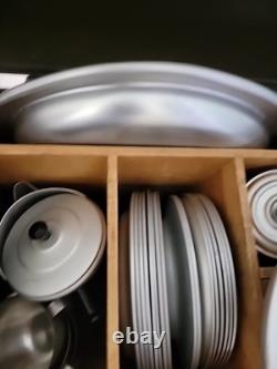 US Army Officer Field Mess Kit Chest Aluminum Tableware VTG Case Set Vietnam