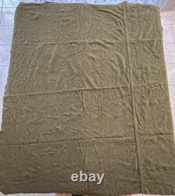 US Army Wool Blanket Military Vintage 60x72 Olive Drab Heavy Surplus Piecemeal