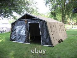 US MILITARY 16X16 FRAME CANVAS TENT CAMPING HUNTING ARMY WithRAIN FLY, FLOOR S