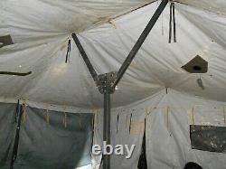 US MILITARY SURPLUS 18x18 MGPTS TENT ARMY- TENT IS MORE USED TAN -SOME DAMAGE