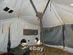 US MILITARY SURPLUS 18x18 MGPTS TENT ARMY- TENT IS MORE USED TAN -SOME DAMAGE