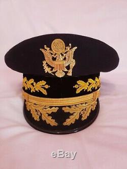 US Military Army General Officers Parade Dress Blue Visor Hat Cap Size 7 1/4