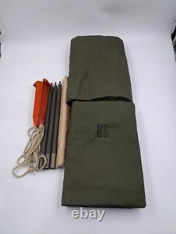 US Military GI Personal Army PUP (2) Half 1/2 Tent Shelter With Poles And Stakes