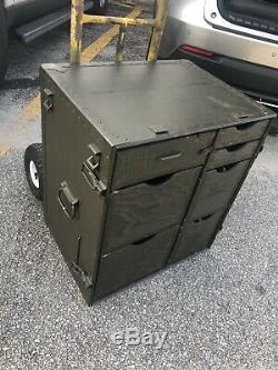 US Military Mobile Field Desk Army Trunk Surplus Storage Cabinet Table USGI