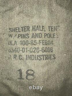 US Military PUP (2) Half 1/2 Tent Shelter 6 Poles, 4 Stakes Vintage 2004 Army