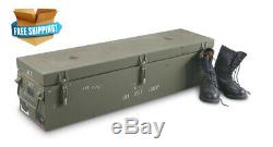 US Military Surplus Footlocker Olive Drab Green Storage Wood Chest Trunk Army