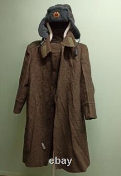 USSR Military Jacket Soldier Overcoat Soviet Army Shinel 50-3 + Ushanka Size 58