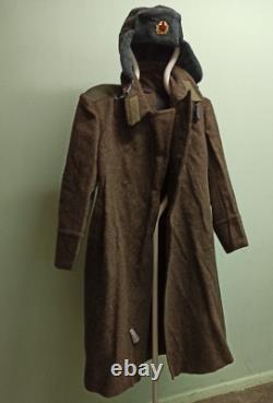 USSR Military Jacket Soldier Overcoat Soviet Army Shinel 50-3 + Ushanka Size 58