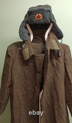 USSR Military Jacket Soldier Overcoat Soviet Army Shinel 50-3 + Ushanka Size 58