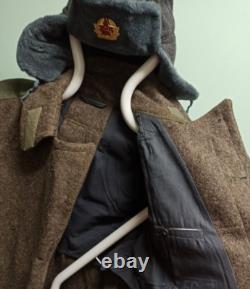 USSR Military Jacket Soldier Overcoat Soviet Army Shinel 50-3 + Ushanka Size 58