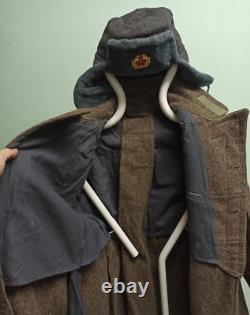 USSR Military Jacket Soldier Overcoat Soviet Army Shinel 50-3 + Ushanka Size 58