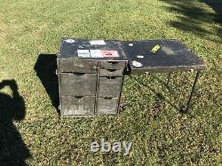 Used/new US Military M1952 Wooden Field Desk withone stool Army Navy USMC Surplus