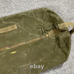 VINTAGE US Military Canvas Duffle Bag Talon Zipper Handle Army Hickory Stripe