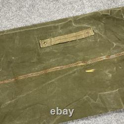 VINTAGE US Military Canvas Duffle Bag Talon Zipper Handle Army Hickory Stripe