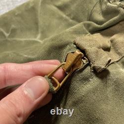 VINTAGE US Military Canvas Duffle Bag Talon Zipper Handle Army Hickory Stripe
