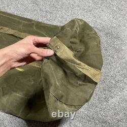 VINTAGE US Military Canvas Duffle Bag Talon Zipper Handle Army Hickory Stripe