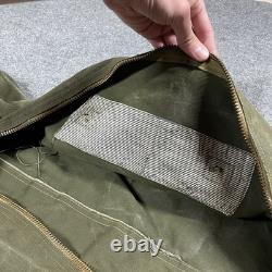VINTAGE US Military Canvas Duffle Bag Talon Zipper Handle Army Hickory Stripe