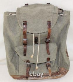 VTG 1958 Swiss Army Sattler Salt and Pepper Military Leather Canvas Backpack