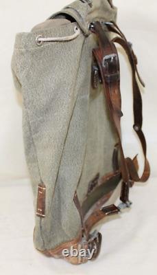 VTG 1958 Swiss Army Sattler Salt and Pepper Military Leather Canvas Backpack