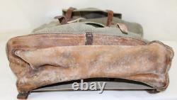 VTG 1958 Swiss Army Sattler Salt and Pepper Military Leather Canvas Backpack