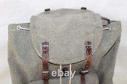 VTG 1958 Swiss Army Sattler Salt and Pepper Military Leather Canvas Backpack