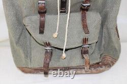 VTG 1958 Swiss Army Sattler Salt and Pepper Military Leather Canvas Backpack