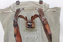 VTG 1958 Swiss Army Sattler Salt and Pepper Military Leather Canvas Backpack