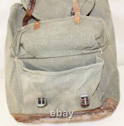 VTG 1958 Swiss Army Sattler Salt and Pepper Military Leather Canvas Backpack