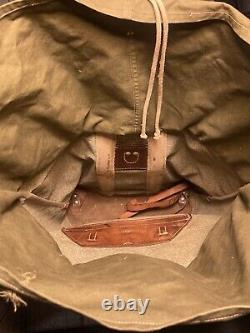 VTG 1962 Swiss Army Military Salt & Pepper Canvas & Leather Rucksack Backpack