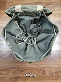 VTG 1966 Swiss Army Military Backpack Rucksack Salt & Pepper Leather Canvas Bag