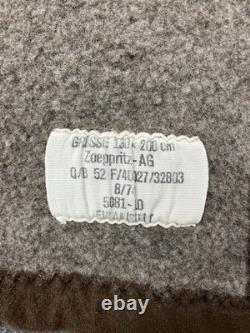 VTG 1971 West German Army Military Heavy Wool Blanket Bundeswehr Army 65x40 HOLE