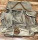 Vtg Army Green Backpack 1950's Military Leather & Canvas