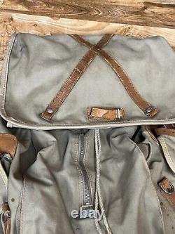 VTG Army Green Backpack 1950's Military Leather & Canvas