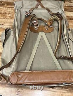 VTG Army Green Backpack 1950's Military Leather & Canvas