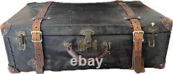 VTG Military Army Green Vietnam Wood Foot Locker Trunk & Korean War Era Suitcase