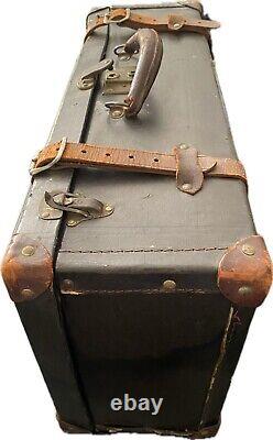 VTG Military Army Green Vietnam Wood Foot Locker Trunk & Korean War Era Suitcase