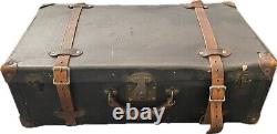 VTG Military Army Green Vietnam Wood Foot Locker Trunk & Korean War Era Suitcase