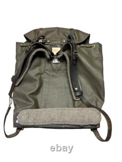 VTG RARE Swiss Army Rubberized Waterproof & Leather Military Rucksack Backpack