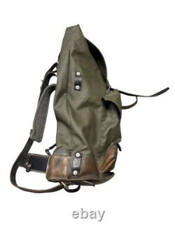 VTG RARE Swiss Army Rubberized Waterproof & Leather Military Rucksack Backpack