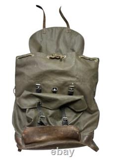 VTG RARE Swiss Army Rubberized Waterproof & Leather Military Rucksack Backpack